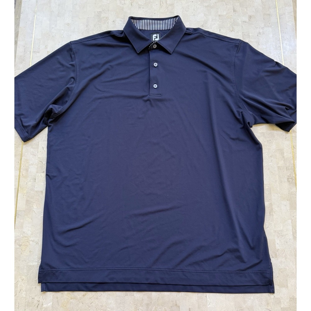 FootJoy Golf Polo Shirt Mens 2XL Navy Club Corp Stretch Performance Short Sleeve